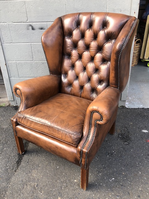 CHAIR, Chesterfield Wingback Tan